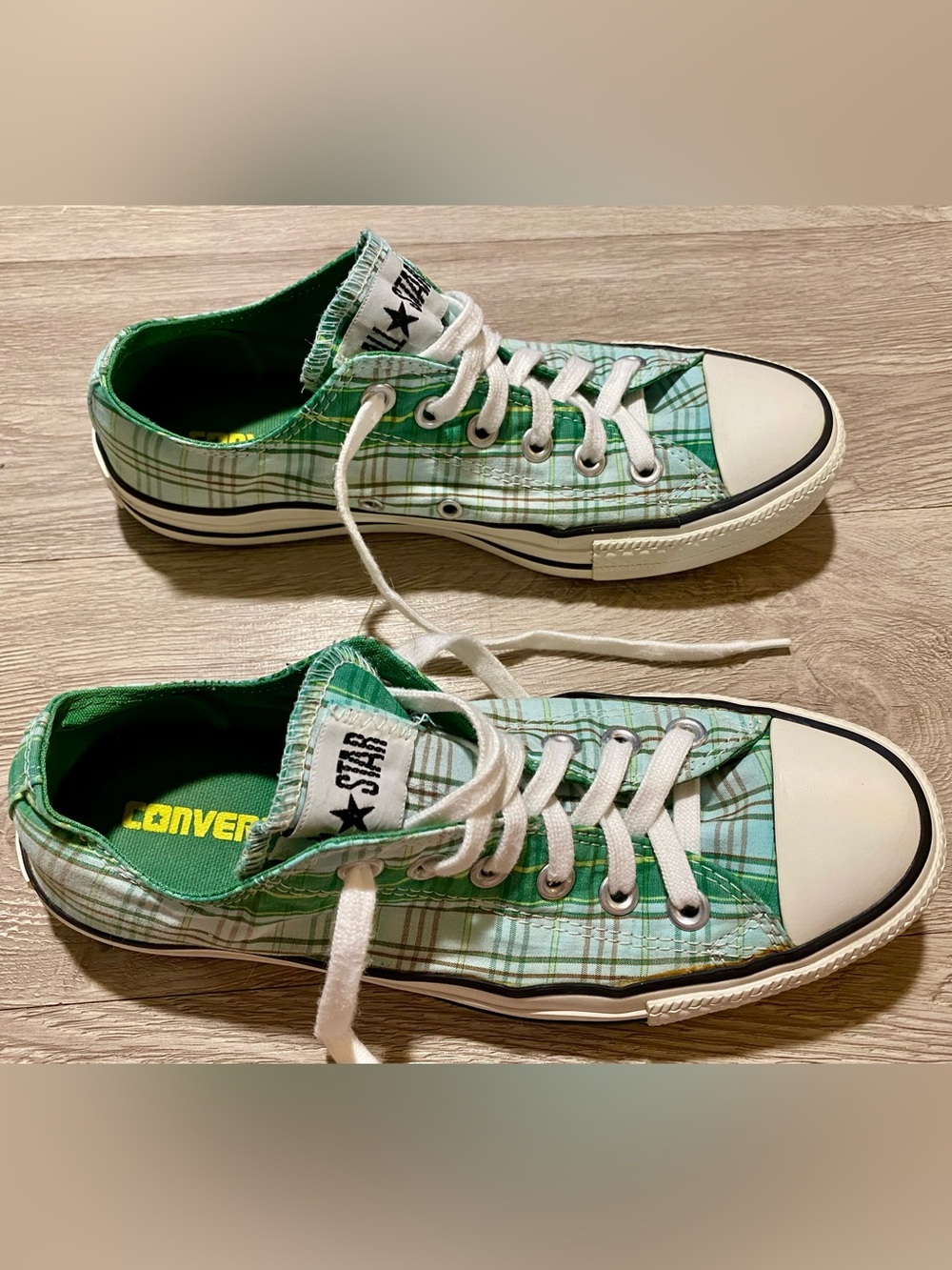 Green Plaid Converse W 7.5